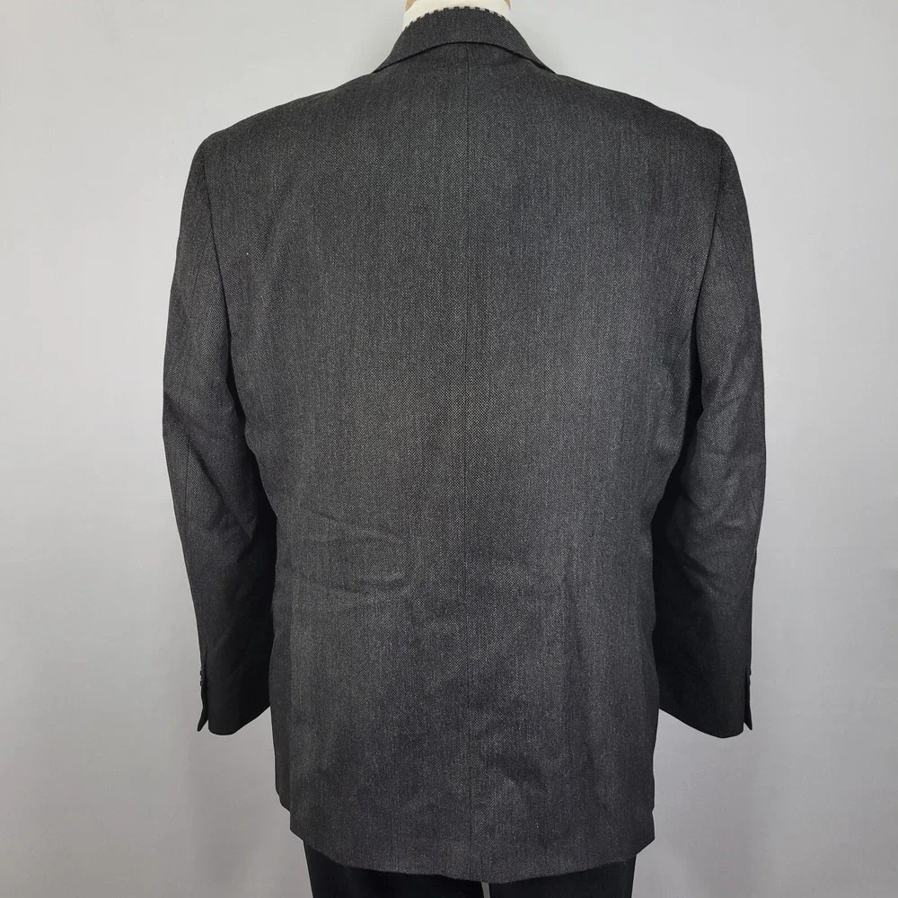 Van Heusen Men's‎ Sport Coat Blazer Two Button Charcoal Gray Poly Viscose 46R